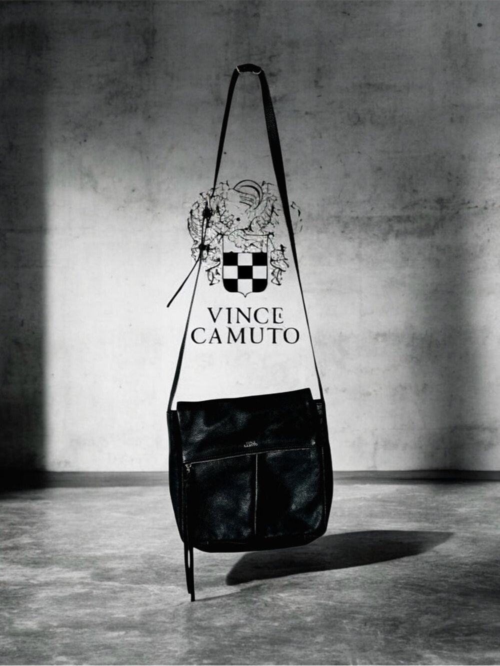 Vince Camuto Black Pebbled Leather Crossbody Bag